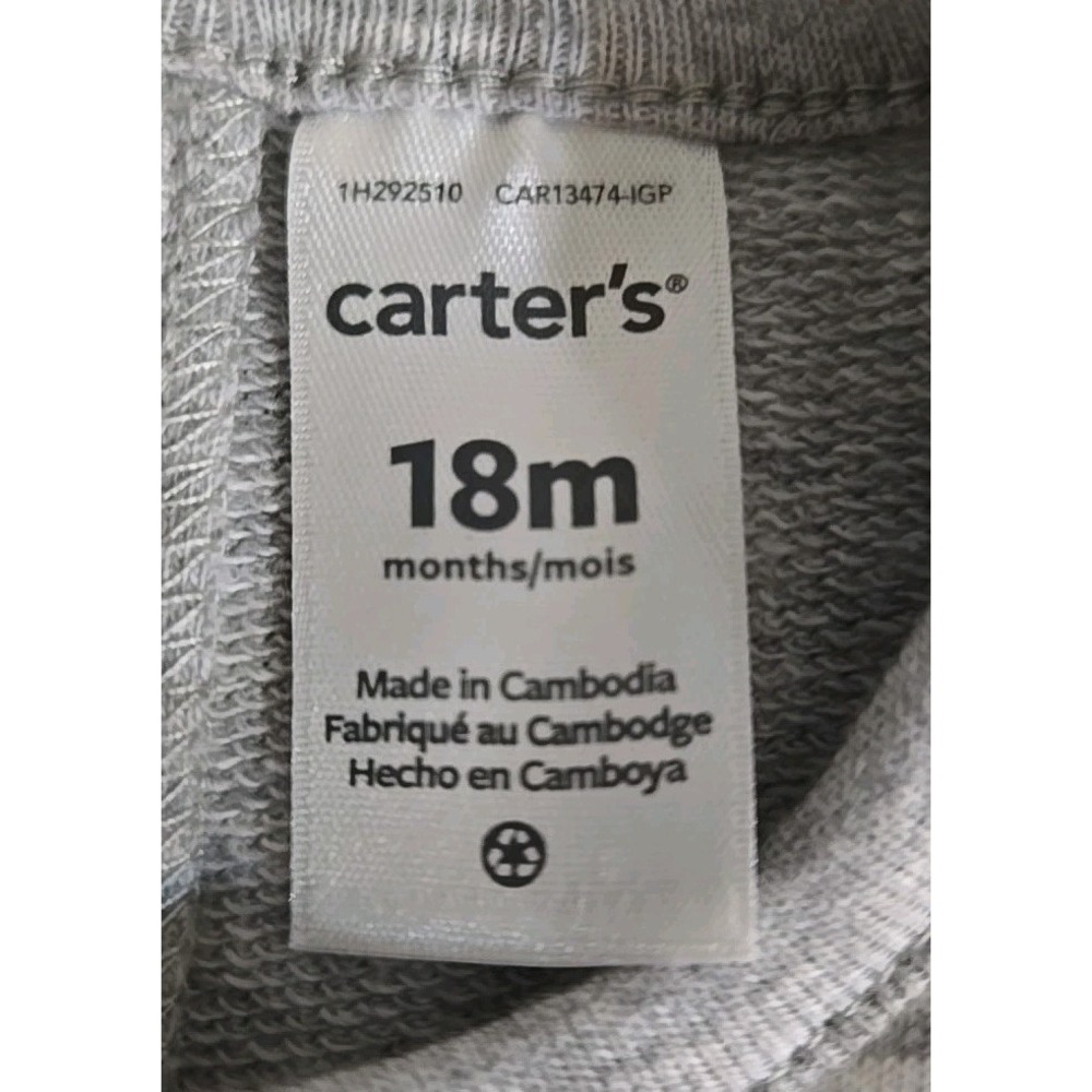 Carter's Bunny 3pc Jacket Set 18mo Gray White Pink Floral Pants Long Sleeve NEW - Picture 11 of 11